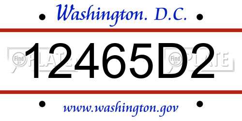 12465D2 District Of Columbia License Plate