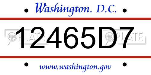 12465D7 District Of Columbia License Plate