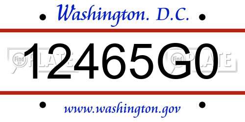 12465G0 District Of Columbia License Plate