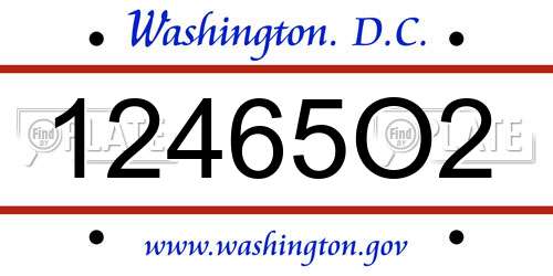 12465O2 District Of Columbia License Plate