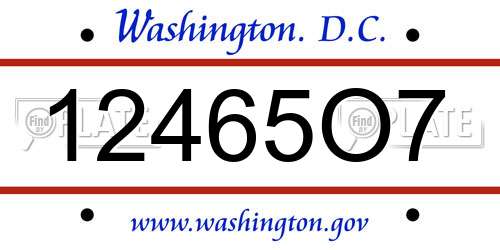 12465O7 District Of Columbia License Plate