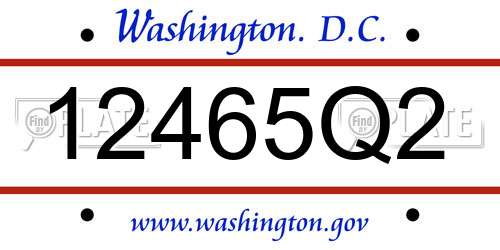 12465Q2 District Of Columbia License Plate