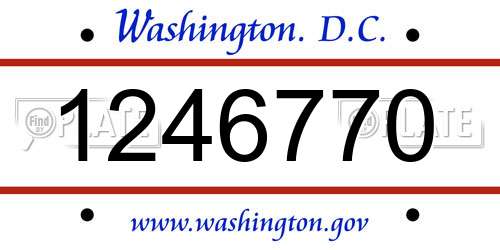 1246770 District Of Columbia License Plate