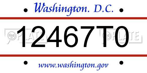 12467T0 District Of Columbia License Plate