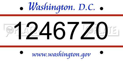 12467Z0 District Of Columbia License Plate