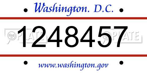 1248457 District Of Columbia License Plate
