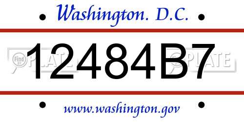 12484B7 District Of Columbia License Plate