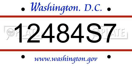 12484S7 District Of Columbia License Plate