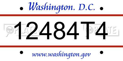 12484T4 District Of Columbia License Plate