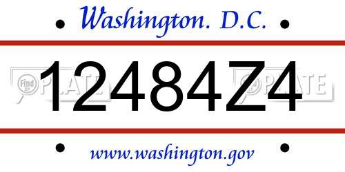12484Z4 District Of Columbia License Plate