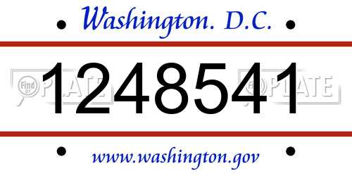 1248541 District Of Columbia License Plate