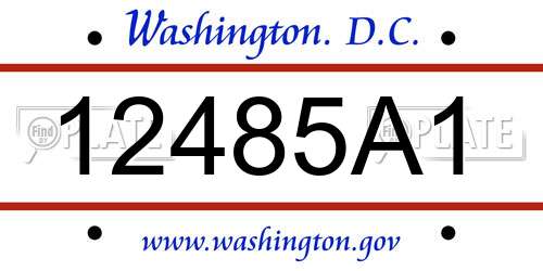 12485A1 District Of Columbia License Plate