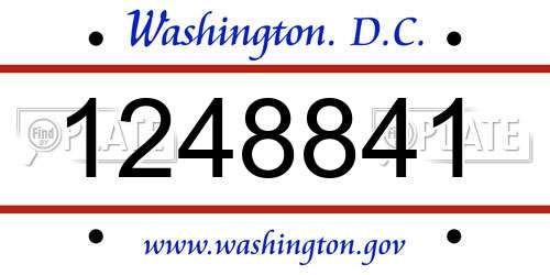 1248841 District Of Columbia License Plate