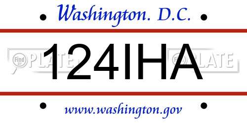 124IHA District Of Columbia License Plate