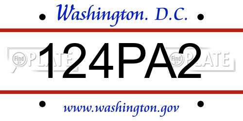 124PA2 District Of Columbia License Plate