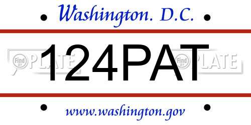 124PAT District Of Columbia License Plate