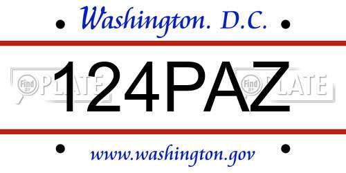 124PAZ District Of Columbia License Plate