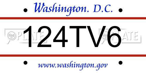 124TV6 District Of Columbia License Plate