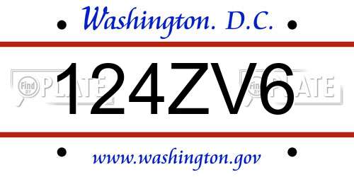 124ZV6 District Of Columbia License Plate