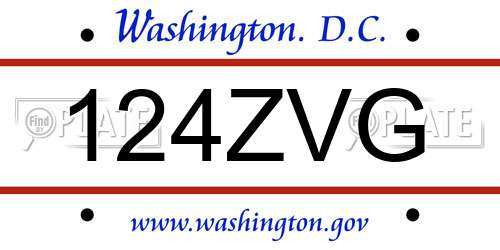 124ZVG District Of Columbia License Plate