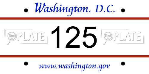 125 District Of Columbia License Plate
