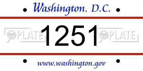 1251 District Of Columbia License Plate