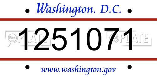 1251071 District Of Columbia License Plate