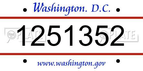 1251352 District Of Columbia License Plate