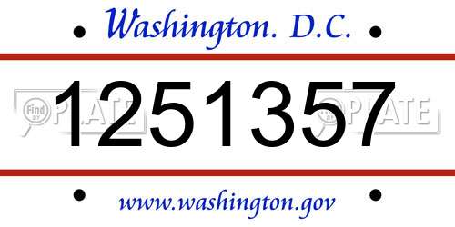 1251357 District Of Columbia License Plate