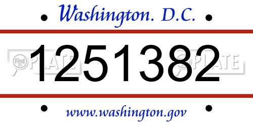 1251382 District Of Columbia License Plate