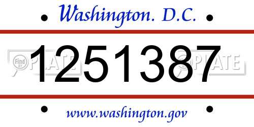 1251387 District Of Columbia License Plate