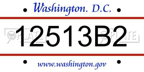 12513B2 District Of Columbia License Plate