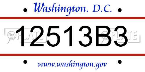 12513B3 District Of Columbia License Plate