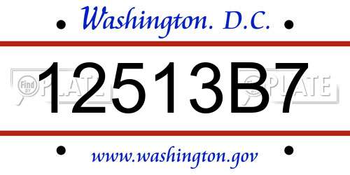 12513B7 District Of Columbia License Plate