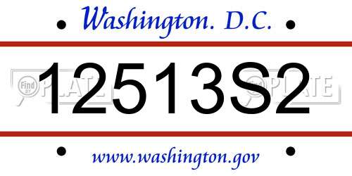 12513S2 District Of Columbia License Plate