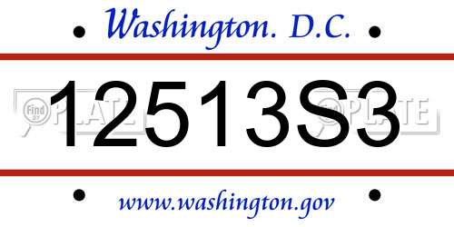 12513S3 District Of Columbia License Plate