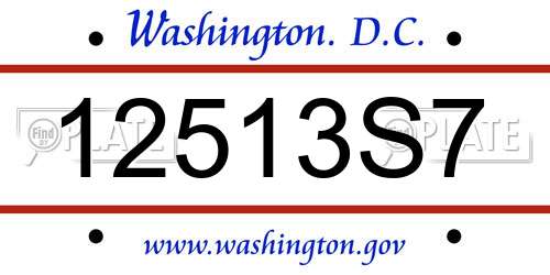 12513S7 District Of Columbia License Plate