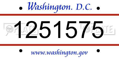 1251575 District Of Columbia License Plate