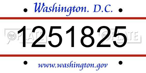 1251825 District Of Columbia License Plate