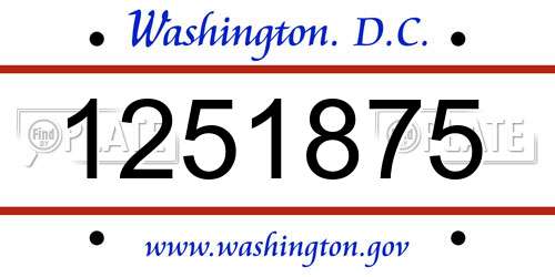 1251875 District Of Columbia License Plate