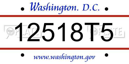 12518T5 District Of Columbia License Plate
