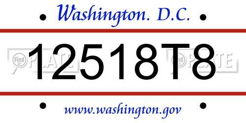 12518T8 District Of Columbia License Plate