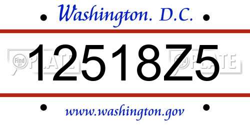 12518Z5 District Of Columbia License Plate