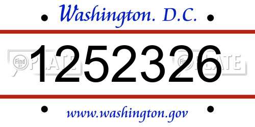1252326 District Of Columbia License Plate