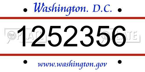 1252356 District Of Columbia License Plate