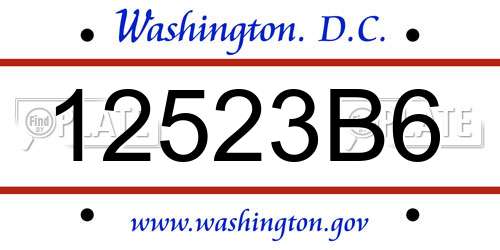 12523B6 District Of Columbia License Plate