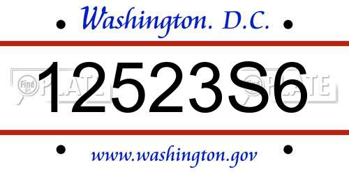 12523S6 District Of Columbia License Plate