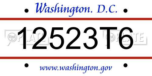 12523T6 District Of Columbia License Plate