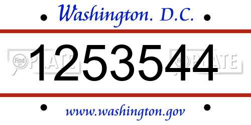 1253544 District Of Columbia License Plate