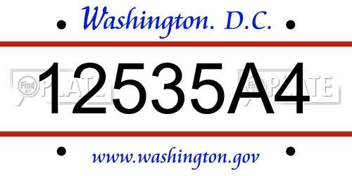 12535A4 District Of Columbia License Plate